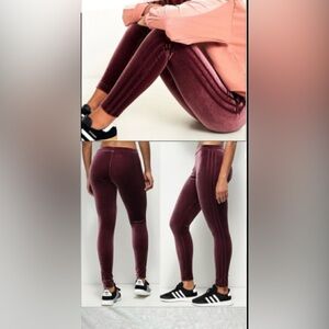 Adidas Velour Maroon Leggings